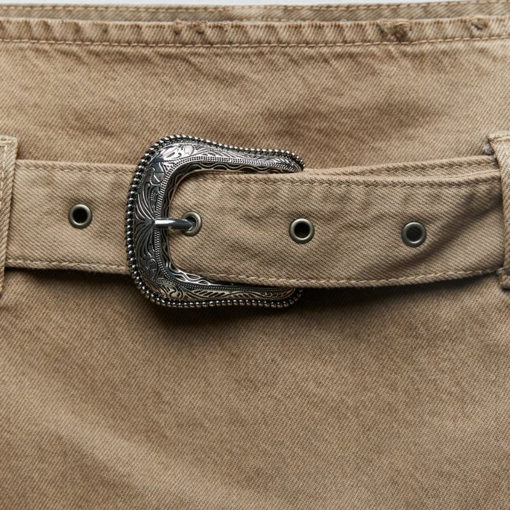 Zara DENIM TRF MINI SKIRT/ zara jean beige skirt - Picture 2 of 7